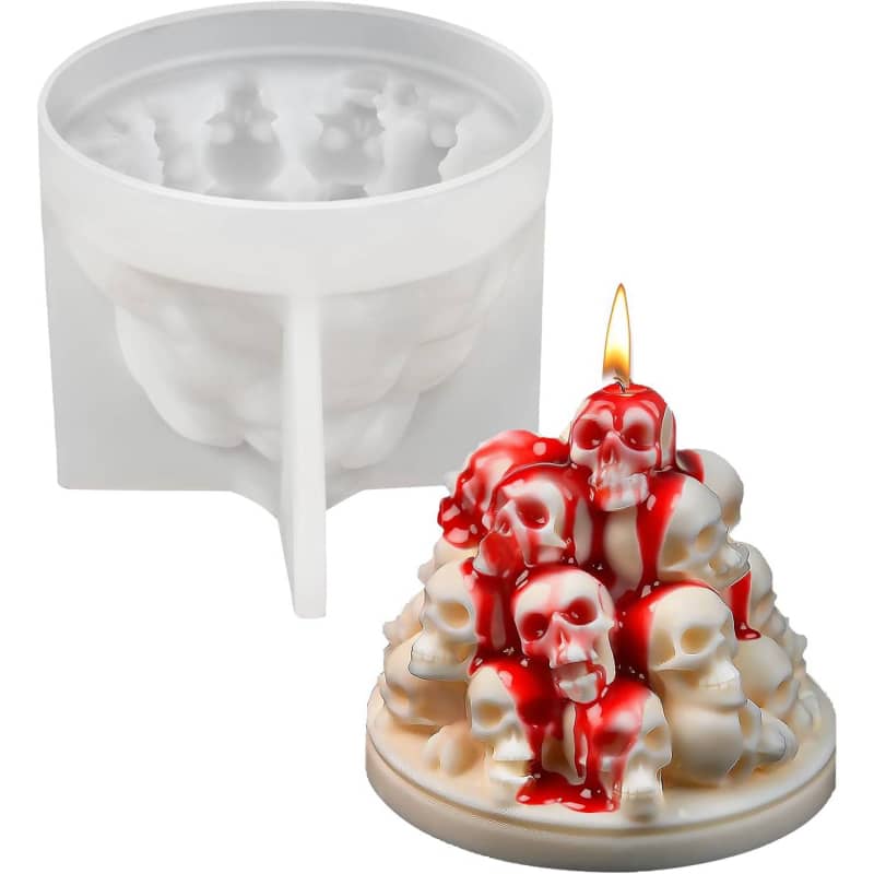 Skull Candle Molds for Candle Making, Halloween Silicone Mold for Epoxy Resin Candles Wax Soap Plaster Cement Concrete Home Party Decorations