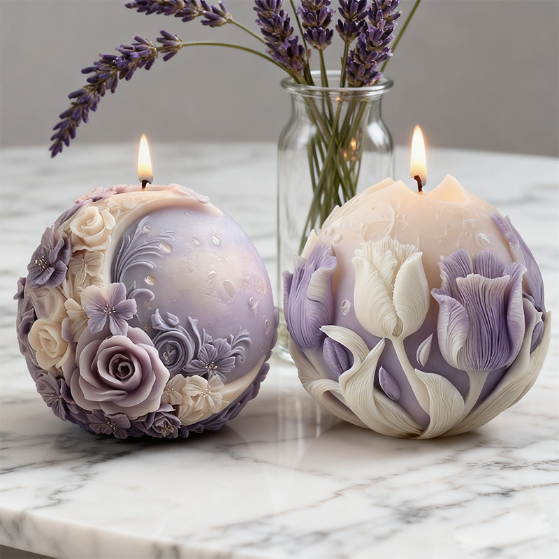 Moon Flower Fragrance Scented Candle Silicone Mold DIY Three-Dimensional Moon Flower Ball-shaped Diffuser Stone Decoration Silicone mold