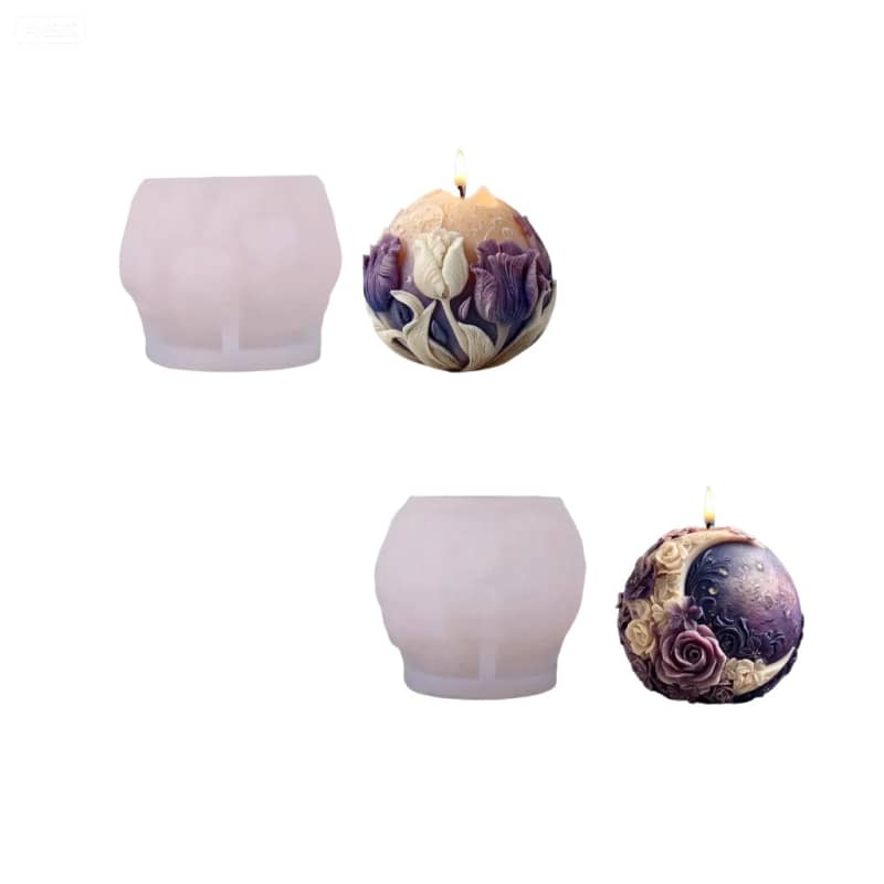 Moon Flower Fragrance Scented Candle Silicone Mold DIY Three-Dimensional Moon Flower Ball-shaped Diffuser Stone Decoration Silicone mold
