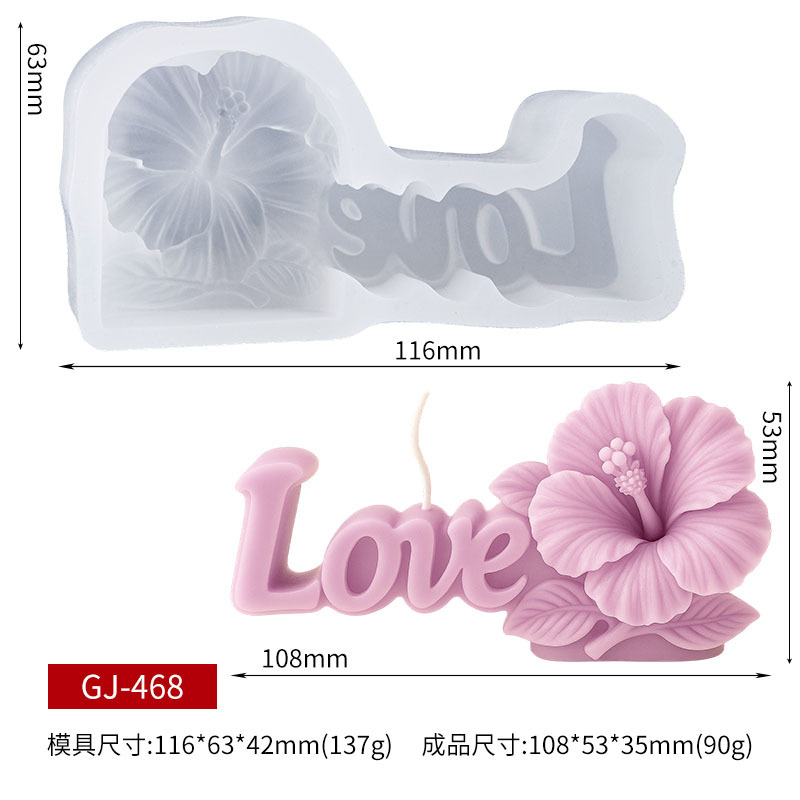 Three-dimensional letter-shaped Sumo flower candle silicone mold DIY resin application mold scented candle gypsum mold