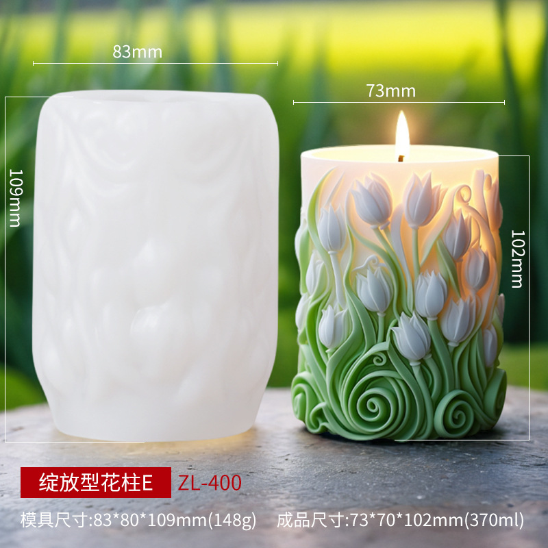Tulip-shaped candle silicone mold, DIY sunflower flower cylindrical gift fragrance diffuser mold