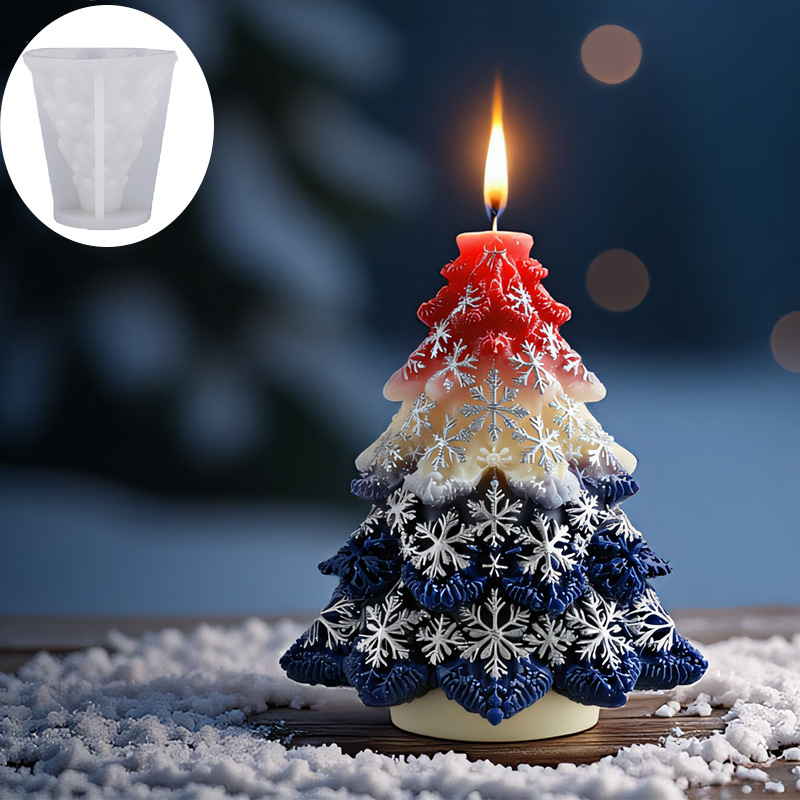 Christmas Scented Candle Silicone Mold - Festive Atmosphere Snowflake Christmas Tree New Mold