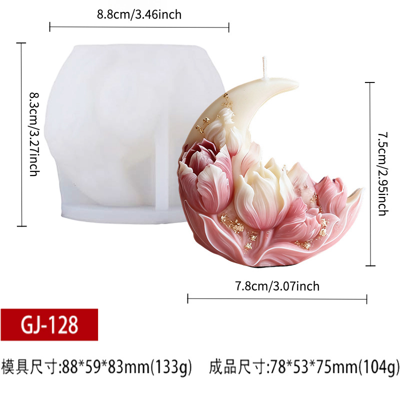 Moon-shaped fragrant candle silicone mold - DIY gift for girlfriend on special occasion - Ins Style candle with tulip design