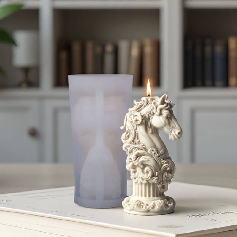 Horse Totem Aromatherapy Candle Silicone Mold DIY Classical Horse Head-shaped Candle Relief Roman Column Decorative Mold