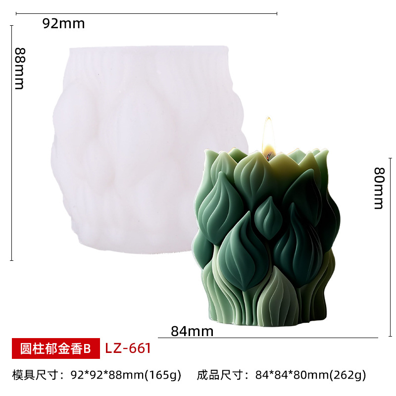 Cylinder-shaped tulip scented candle mold - DIY flower decoration candle for diffusing fragrance and handmade decorative mold