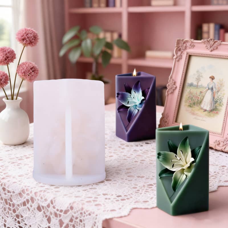 Geometric Lily Flower Aromatherapy Candle Silicone Mold DIY Plant Decoration Gift - Lily Candle mold