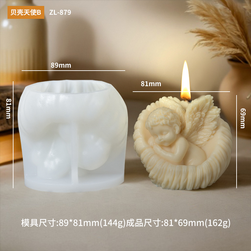 Rose Angel Scented Candle Silicone Mold, Shell Angel Silicone Mold Factory