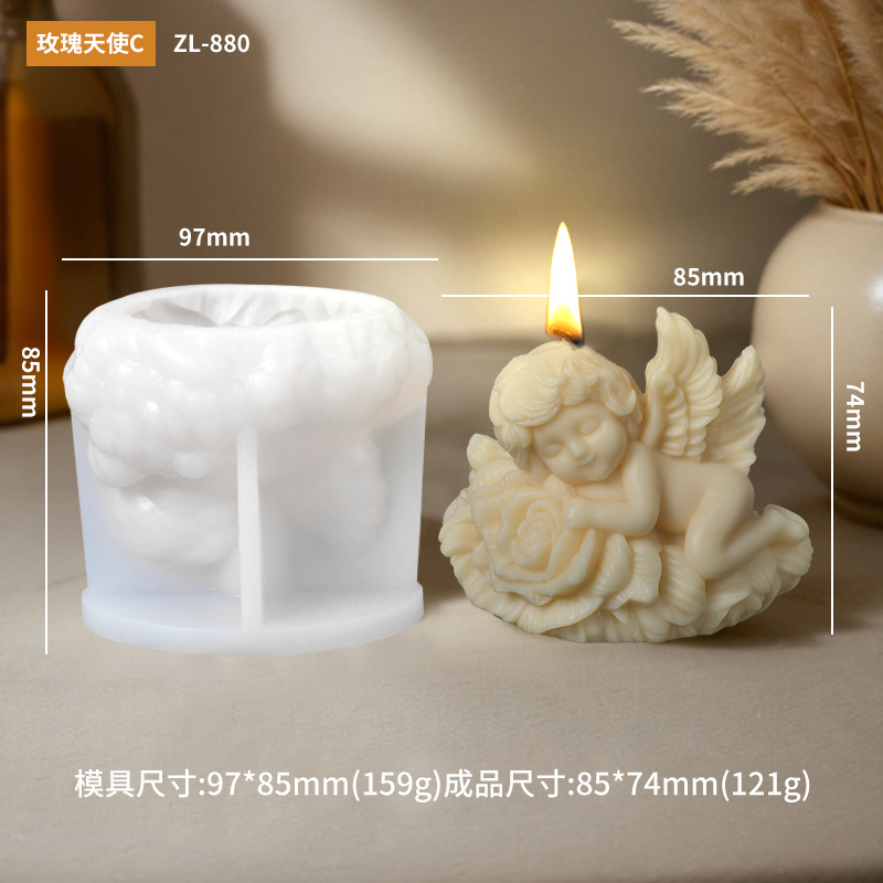 Rose Angel Scented Candle Silicone Mold, Shell Angel Silicone Mold Factory