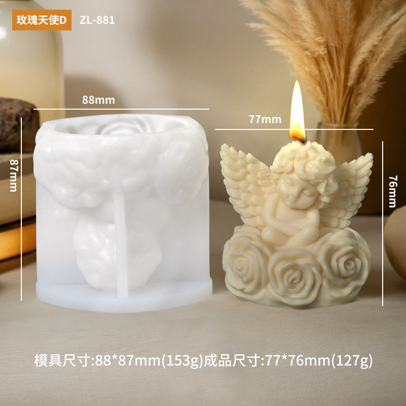 Rose Angel Scented Candle Silicone Mold, Shell Angel Silicone Mold Factory