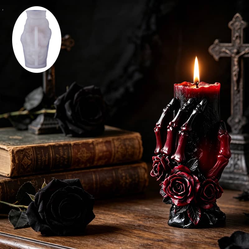 Bone Hand Series Fragrance Candle Silicone Mold DIY Halloween Skull Candle Horrifying Skeleton Hand Mold