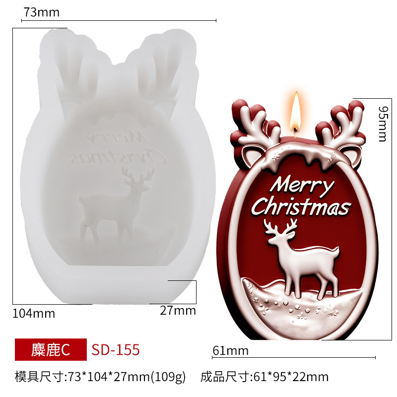 Elk-scented candle silicone mold, Christmas DIY handmade candle decorative item silicone mold