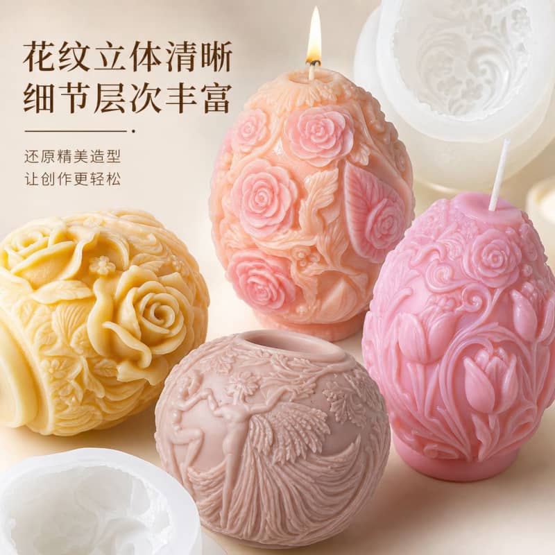 Tulip scented candle silicone mold - Rose DIY Easter decoration candle mold