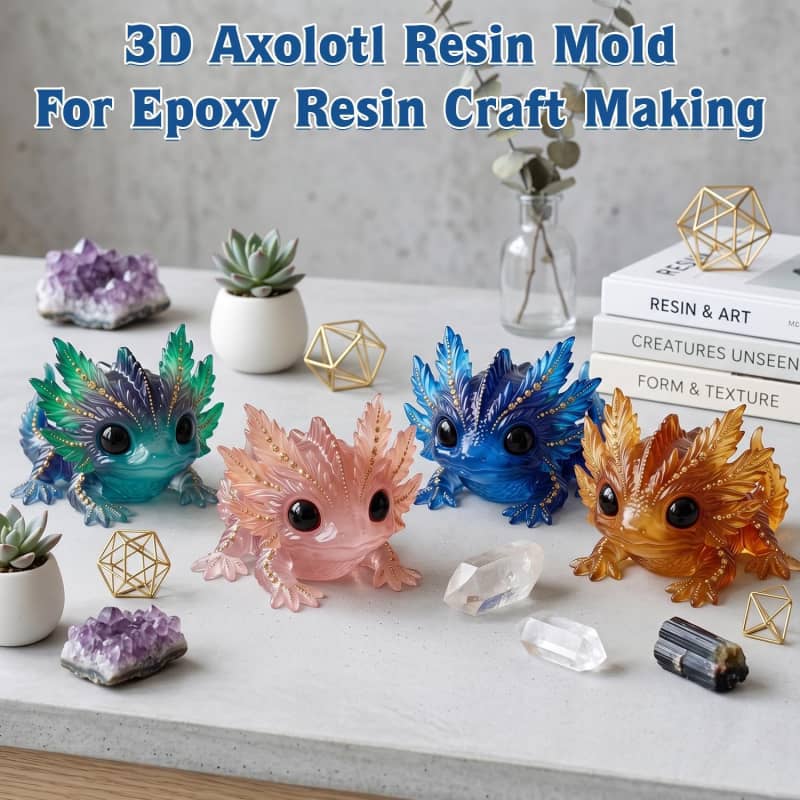 Axolotl Resin Molds Silicone, 3D Chameleon Silicone Molds | Short Tail Epoxy Resin Mold Thickened Deep Animal Epoxy Mold for Art Crafts