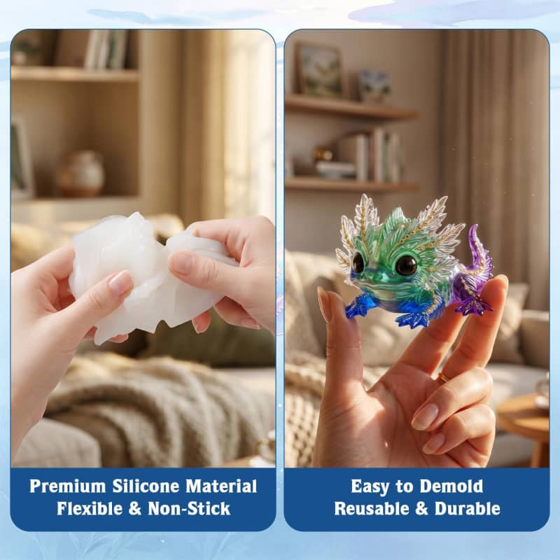Axolotl Resin Molds Silicone, 3D Chameleon Silicone Molds | Short Tail Epoxy Resin Mold Thickened Deep Animal Epoxy Mold for Art Crafts
