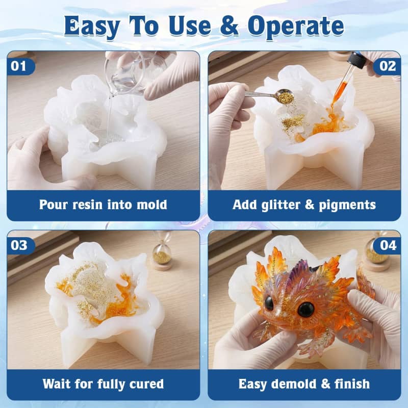 Axolotl Resin Molds Silicone, 3D Chameleon Silicone Molds | Short Tail Epoxy Resin Mold Thickened Deep Animal Epoxy Mold for Art Crafts