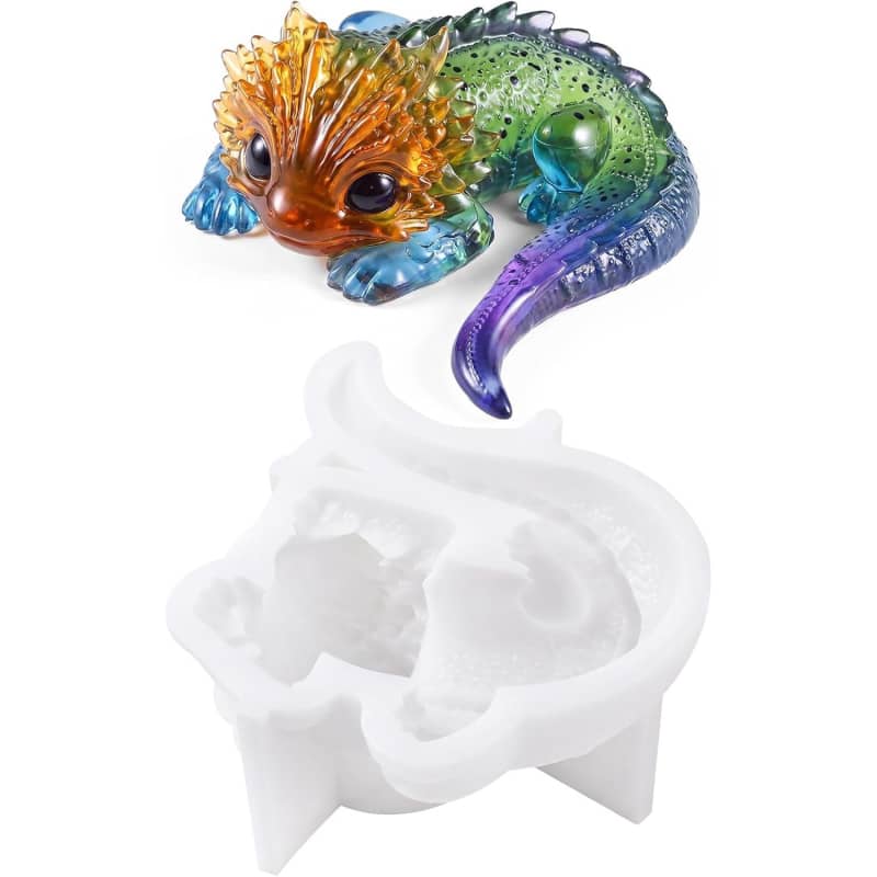 Axolotl Resin Molds Silicone, 3D Chameleon Silicone Molds | Long Tail Epoxy Resin Mold Thickened Deep Animal Epoxy Mold for Art Crafts,