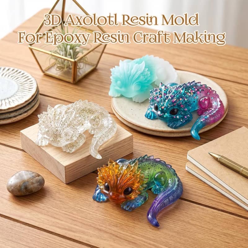 Axolotl Resin Molds Silicone, 3D Chameleon Silicone Molds | Long Tail Epoxy Resin Mold Thickened Deep Animal Epoxy Mold for Art Crafts,