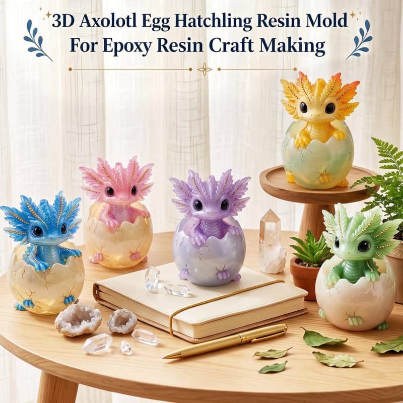 3D Axolotl Silicone Resin Mold, Axolotl Egg Hatchling Silicone Mold | 3.6 x 2.5inch Epoxy Resin Axolotl Mold for Craft