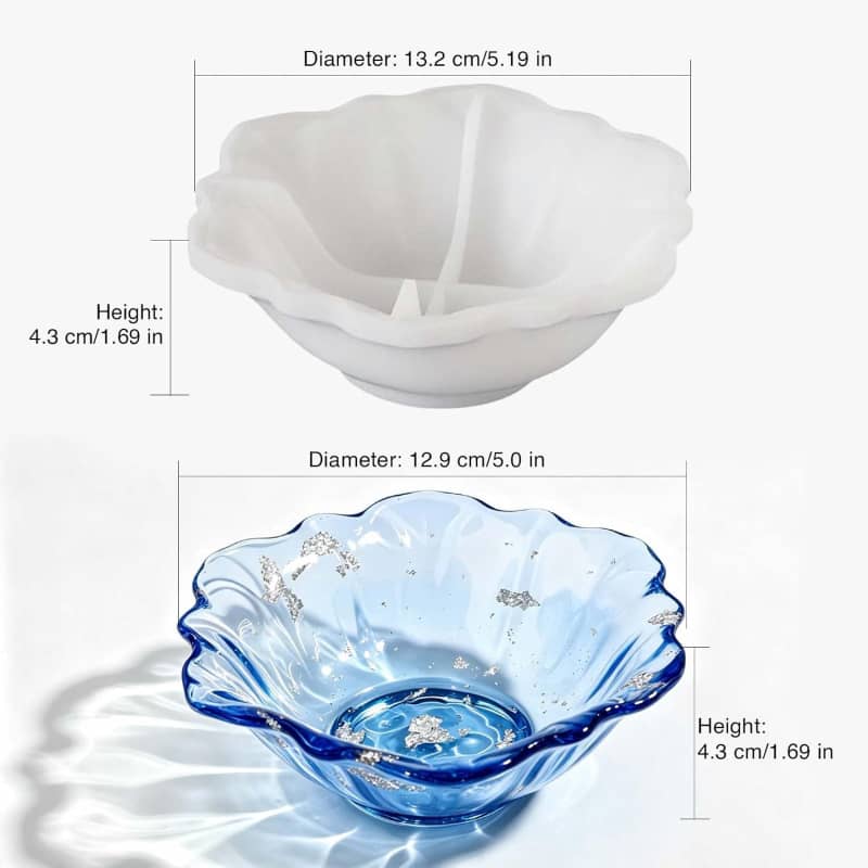 5.1×1.8 Inch Bowl Mold & Flower Tray Molds for Epoxy Resin, DIY Jewelry Holder, Trinket Container, Candle Vessel Making