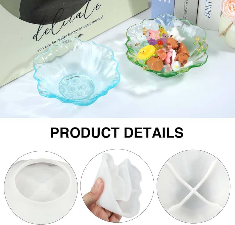 5.1×1.8 Inch Bowl Mold & Flower Tray Molds for Epoxy Resin, DIY Jewelry Holder, Trinket Container, Candle Vessel Making