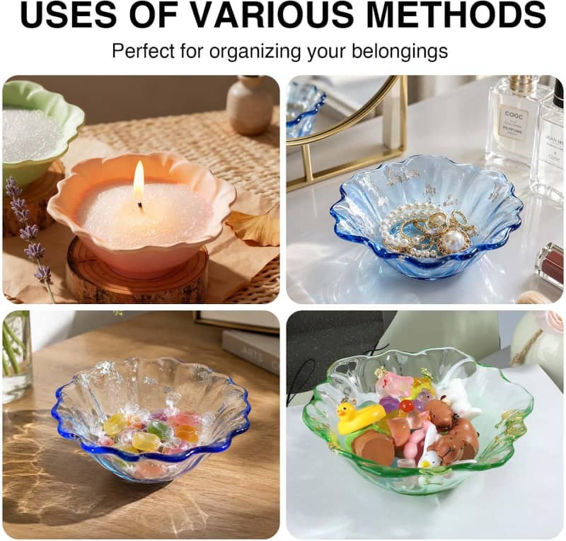 5.1×1.8 Inch Bowl Mold & Flower Tray Molds for Epoxy Resin, DIY Jewelry Holder, Trinket Container, Candle Vessel Making