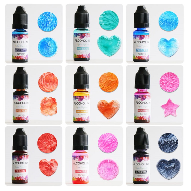 Alcohol Ink Set - 20 Colors - Acid-Free, Permanent - Resin, Glass, Metal -  10ml